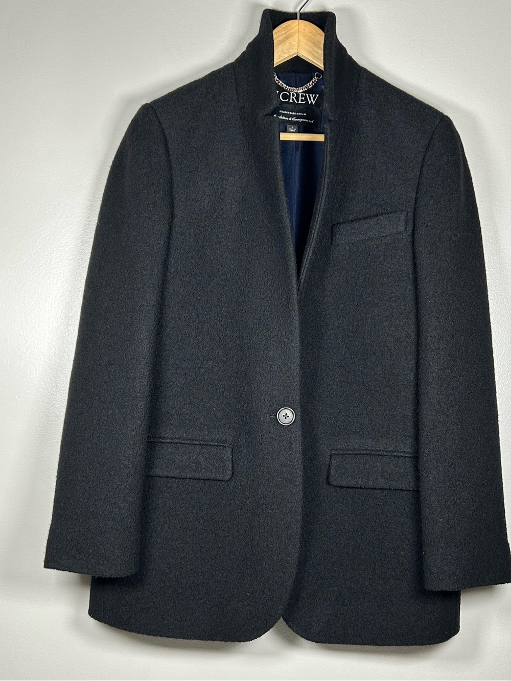 J.Crew Leighton Italian Boiled Wool Black  Blazer Jacket - Picture 3 of 13